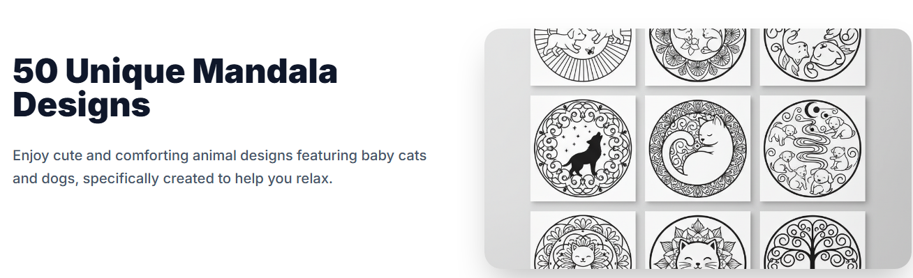 Baby Cat and Puppy Mandala Coloring Book (E-books)